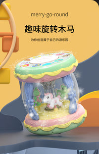 婴儿手拍鼓儿童6个月12宝宝玩具0一1岁3早教益智音乐旋转木马拍鼓 充电版-超大号【升级】木马鼓