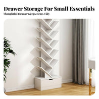 Tree-Shaped Book Rack Narrow Outline Shelving Unit Space-Saving Sturdy Construction for Apartment Dwellers, Kids, Dorm Room