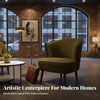 Upholstered Single Armchair Cozy Cushioned Accent Chair Soft Texture