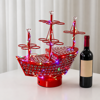 Shot Glass Display Rack, Holds 24pcs, With LED Lights, USB Powered, Luxury Retro Style, 43x24x40cm
