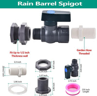 Garden Hose Connector Rain Barrel Faucet Kit 3/4 Inch PVC Bulkhead Fitting NPT to GHT