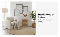 Rattan Drawer Cabinet Retro Design Rattan Front Cabinet Easy Assembly