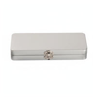Rectangular Tin with Hinged Lid Portable Rectangular Tin Box multifunctional