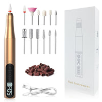 Rechargeable Nail Drill Compact Electric Nail Grinder Digital Display Travel-Friendly for Beginners, Home, Salon
