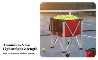 Foldable Tennis Ball Cart Lightweight Tennis Ball Container with Wheels Multipurpose Use Foldable Pickleball Cart for Coaches, Parents