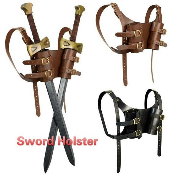 Medieval Fencing Double Sword Belt with Metal Buckle