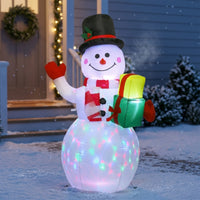 Multicolor Inflatable Snowman with Gift Boxes Outdoor Christmas Inflatable Snowman Illuminated Lawn Decoration Light-up for Yard, Patio