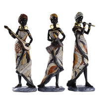 African Tribal Resin Figurine Decor for Living Room