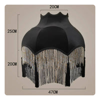 Black Velvet Lampshade Classic Design Tassel Fringe Shade Handmade Look