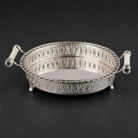 Filigree Tray Raised Rim Mirror Polished Round Tray Standing Feet