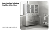 Stainless Steel Kitchen Cabinet Easy to Clean Restaurant Prep Station Large Capacity Freestanding Kitchen Cupboard for Families, Renters, Dining Room