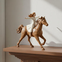 Girl on Horse Statue European Design Equestrian Figurine Fading Resistant