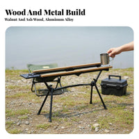 Slatted Roll-Top Stand Lightweight Portable Table Sturdy Frame for Campers