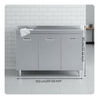 Stainless Steel Kitchen Cabinet Storage Unit Food Grade Material Sink Base Cabinet Large Capacity Seamless Construction Suitable for Renters Utility Room Pantry
