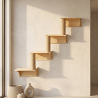 Cat Shelf and Wall Furniture Activity Center, Solid Wood Wall Mounted Shelves for Large Cats, Indoor Climbing Playground and Space Saving Set