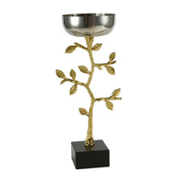 Sculptural Candle Holder Polished Candle Holder with Leaf Details Elegant Decor for Living Room