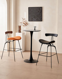 Nordic Luxury Bar Stool with Iron Backrest