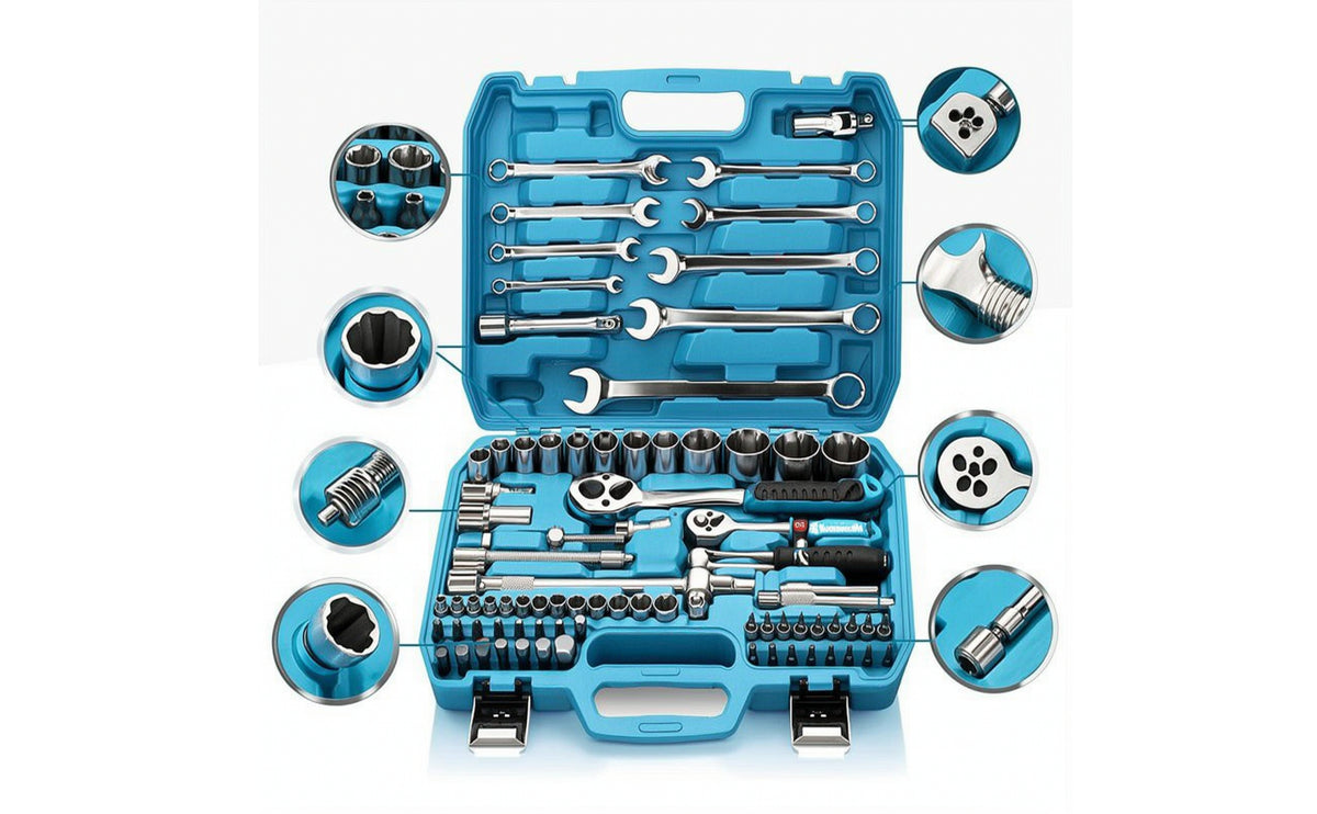 82-Piece Automotive Repair Tool Kit Custom-Molded Car Tool Set with Case Allall-Inclusive Socket Set with Ratchet Portable for Diyers, Garage, Roadside Emergency