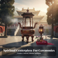 Large Outdoor Temple Censer Ornate Traditional Design Six Dragon Pillar Ceremonial Smoke Burner Weather Resistant Round Cast Iron Ceremonial Smoke Urn