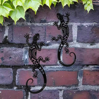 2 Pieces Gecko Wall Decor Outline Design Metal Lizard Wall Art for Outdoor