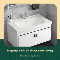 Rectangular ceramic vanity sink, alabaster finish