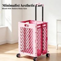 Portable Grocery Cart Telescopic Handle Rolling Grocery Carrier Lattice Side Panels