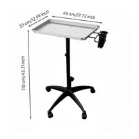 Hairdressing Trolley Wheeled Salon Tray on Wheels Stable Wide Foundation Tray  for Nail Technicians