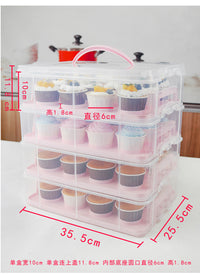 Plastic Multi-Layer Cupcake Carrier Box with Handle