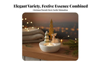 Cute Cartoon Design Christmas Candle Holder Ideal Gift Ceramic Holiday Candle Holder Glitter Accents for Dining Table, Mantelpiece