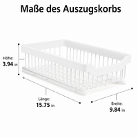 Extendable Kitchen Cabinet Basket, White Kitchen Organizer Drawer made of Carbon Metal, Smooth-Gliding Under Sink Basket No Drilling Needed, for Dishes & Pans
