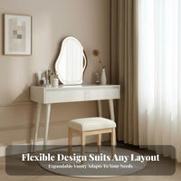 Dressing Table Set with Lighted Mirror Nordic design Bedroom Furniture space-saving Design Includes Matching Stool for Teens