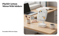 Lighted Folding Cosmetic Mirror Storage Tray Base Foldable light-emitting diode on-the-portable Mirror