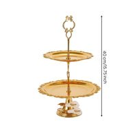 2 Tier Dessert Simple to Assemble to Assemble Dessert Rack with Handle Weighted Tiered Serving Tray for Party Hosts, Brides