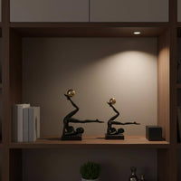 Iron Ornament Statue Artistic Flair Human Figure Statue Black and Gold Figurine for Study, Entryway