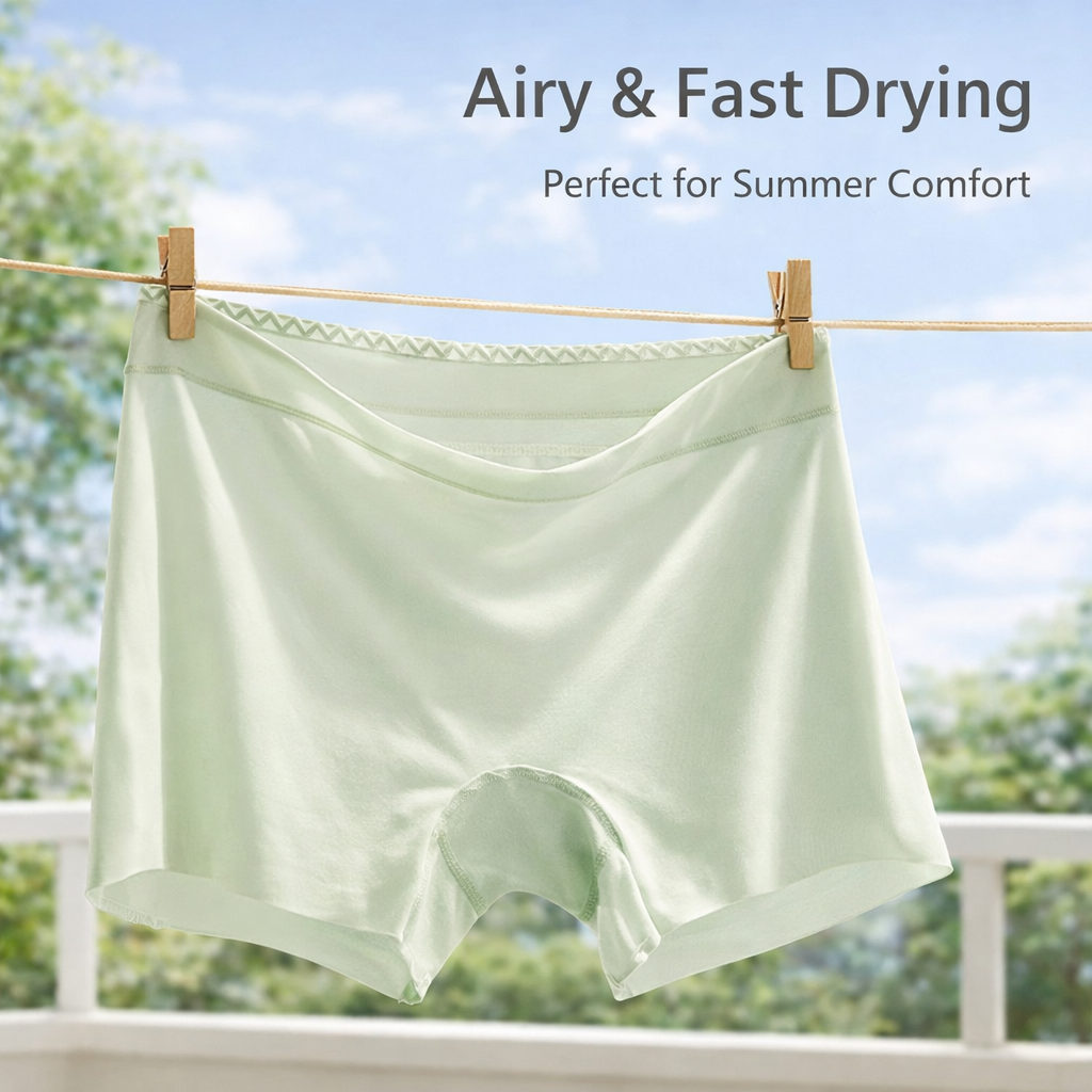 Women Boyshorts Underwear with Ice Silk Cooling Material for Summer, Anti Chafing Shorts for Under Skirts and Dresses, High Waist Seamless
