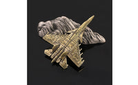 Brass Airplane Figurine Collectible Brass Fighter Jet Decorative Metal Aircraft Ornament for Aviation Fans, Aviation Enthusiasts, Desk, Bookshelf