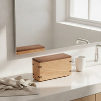 Wooden Storage Box Natural Desktop Storage Box Compact for Workspace