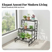 3-Tier Step Planter Holder Indoor & Outdoor Use 3-Tier Ladder Rack for Gardeners