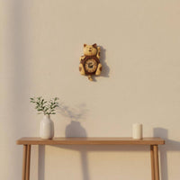 Maneki-Neko Timepiece Wood-Like Finish Home Decor Resin