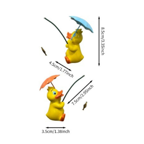 Resin Duck Statue with Umbrella Weather Resistant Fishing Duck Figurine