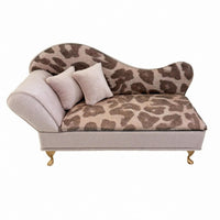 Miniature Leopard-Print Sofa Cushioned Jewelry Box Upholstered
