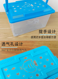 运输盒乌龟缸宠物饲养仓鼠盒爬虫手提大中小号透明盒子金鱼缸塑料 鱼之海图案小号绿色