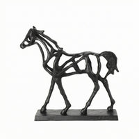 Cast Iron Horse Figurine Openwork Abstract Horse Sculpture Decorative Piece for Office, Home Display