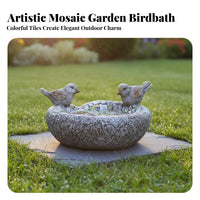 Resin Bird Feeder Statue Double Use Resin Bird Bath Bowl Weather Resistant