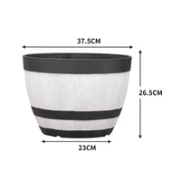 Imitation Wood Barrel Planter With Drainage Holes Gardening Supply Heavy Duty
