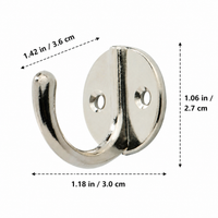 Polished Zinc Alloy Wall Hooks, Single Hook Key Holder, Screw Mount for Coat Hat Robe, 3-5kg Capacity