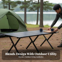 Roll-up Camp Table Portable Slatted Roll-up Table Easy 3-Step Assembly for Beach