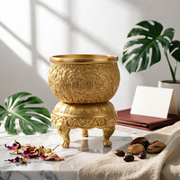 Treasure Basin Brass-Colored Storage Container Embossed Decor for Home Display