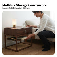 Woven Front Nightstand Nordic design Woven Front End Table Japanese Aesthetic Minimalist Design for Adults