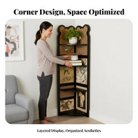 Floor-Standing Triangular Tiered bookshelf Space-Saving Corner Shelving Unit Freestanding shelving unit French Inspired for Apartment Dwellers, Design aficionados, Office Workers, Living Room, Study, Bedroom